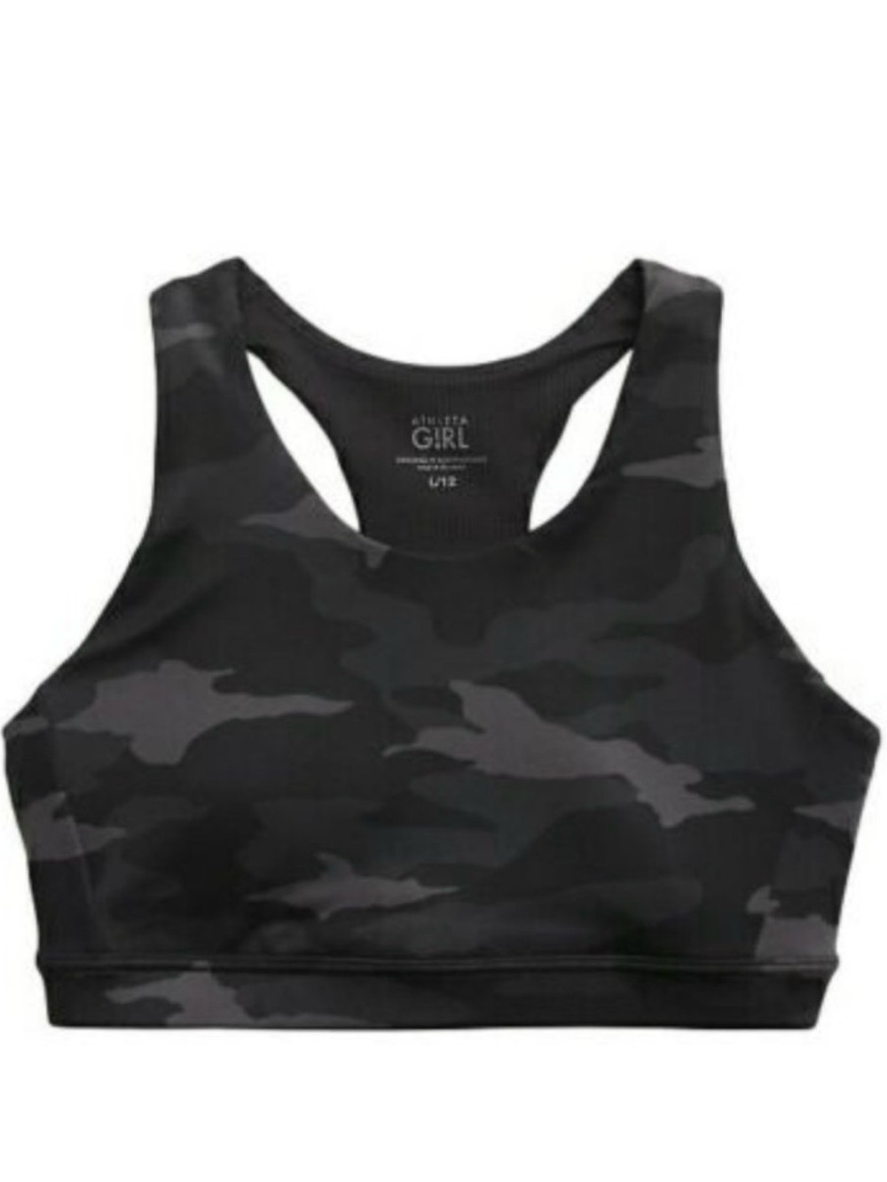 Athleta Girls Black & Charcoal Camo Racerback Swim Top